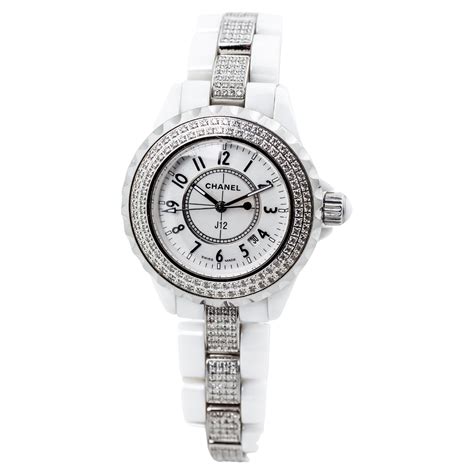 chanel white watch|Chanel white watch with diamonds.